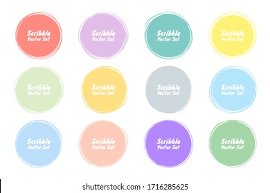 Set of Hand Drawn Scribble Circle colorful. Vector design elements.