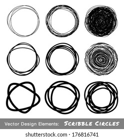 Set of Hand Drawn Scribble Circles, vector design elements 