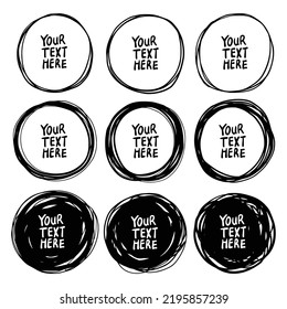 set of hand drawn scribble circles vector