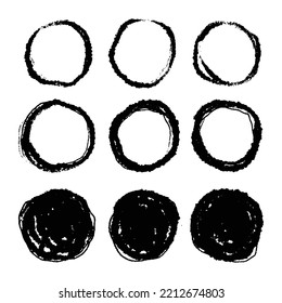 set of hand drawn scribble circles vector
