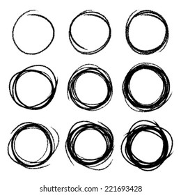 Set of Hand Drawn Scribble Circles, vector design elements