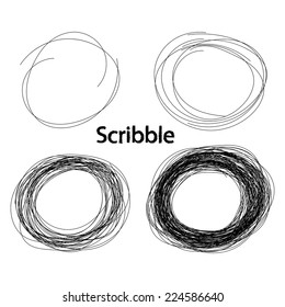 Set of Hand Drawn Scribble Circles, vector design elements