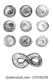 Set of Hand Drawn Scribble Circles. Vector illustration