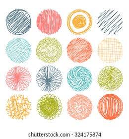 Set of hand drawn scribble circles. Vector design elements. Vector illustration