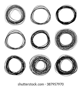 Set Of Hand Drawn Scribble Circles, Vector Design Elements Collection.