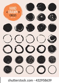 Set of hand drawn scribble circles. Vector design elements.