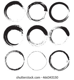 Set of hand drawn scribble circles, vector design elements, 9 hand drawn black circles.