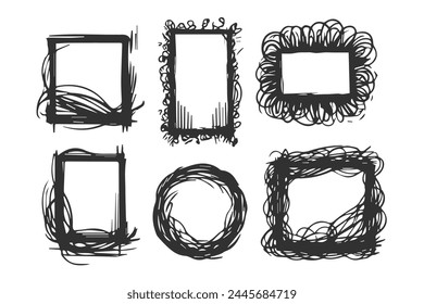 Set hand drawn scribble different frames