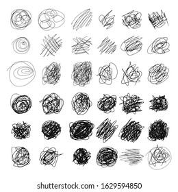 Set of hand drawn scribble line shapes. Vector illustration