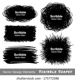 Set of Hand Drawn Scribble Shapes, vector design elements 