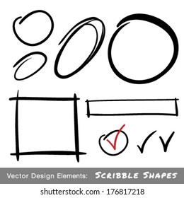 Set of Hand Drawn Scribble Shapes, vector design elements 