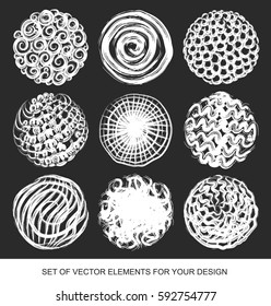 Set of Hand Drawn Scribble Shapes, grunge, vector design elements. Memphis modernist background