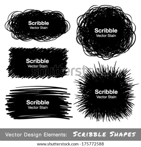 Set of Hand Drawn Scribble Shapes, vector design elements 