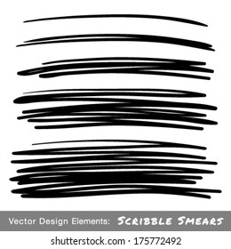 Set of Hand Drawn Scribble Smears, vector design elements 