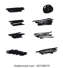 Set of hand drawn scribble smears, vector design elements.