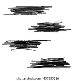 Set of hand drawn scribble smears, vector design elements.