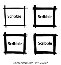 Set of Hand Drawn Scribble Squares, vector design elements