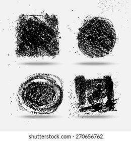 Set of Hand Drawn Scribble Stains for Logo, Banners and Design Elements. Pastel Chalk Grunge Textures and Backgrounds. Isolated.