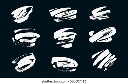 Set of hand drawn scribble stains. Ink illustration.