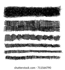 Set of hand drawn scribble symbols isolated on white.