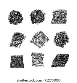 Set of hand drawn scribble symbols isolated on white.