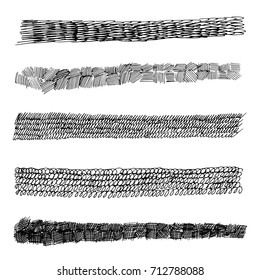 Set of hand drawn scribble symbols isolated on white.