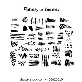 Set of hand drawn scribble textures
Collection of brush strokes, abstract elements, ink stains
Vector set of  background texture, points, lines, strokes