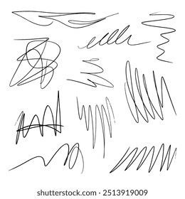 Set of hand drawn scribbles and doodles. Vector collection of design elements