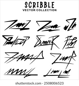 Set of hand drawn scribbles. Vector illustration. Isolated on white background.