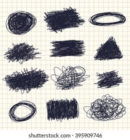 Set of hand drawn scribbles. Vector elements for design.