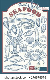 Set Of Hand Drawn Seafood