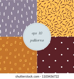 Set of hand drawn seamless backgrounds in autumn colors