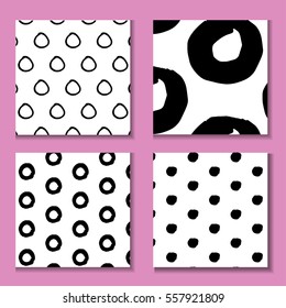 Set of hand drawn seamless paint patterns. 