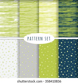  Set of hand drawn seamless patterns. Vector modernbackground stripe design