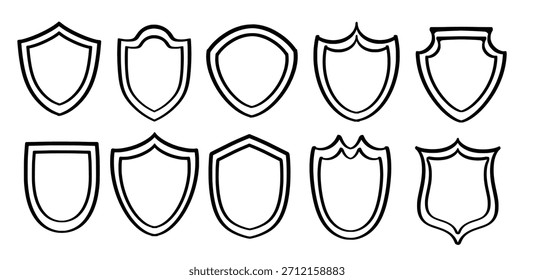 Set of hand drawn security shield theme Isolated Vector