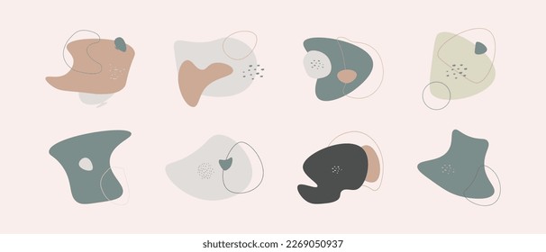 conjunto de formas dibujadas a mano y objetos de doodle colección de formas orgánicas, decoración, flor, revestimiento, fondo, elementos de diseño abstracto con vector floral.