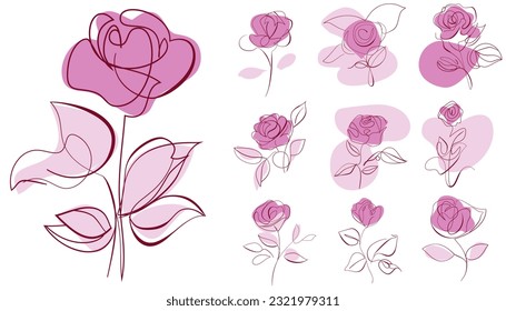 Set of hand drawn shapes and doodle design elements. Exotic jungle leaves, flowers and plants. Abstract contemporary modern trendy vector illustration. Perfect for posters, instagram posts, stickers