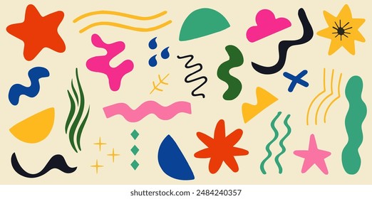 Set of hand drawn shapes and doodle objects. Abstract contemporary modern trendy vector illustration