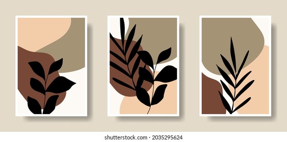 Set of Hand Drawn Shapes and Leaf Illustration Cover Poster Art Printable