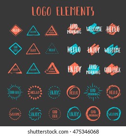Set of hand drawn shapes. Vector illustration. Abstract spots. Design elements. Blank space. Vintage style