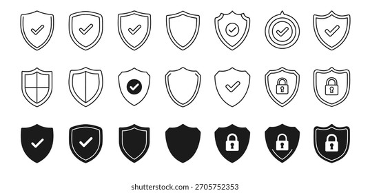 Set of hand drawn shield icons security and protection