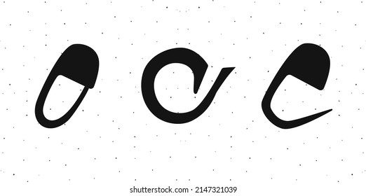 Set of hand drawn shilhouettes of markers for crochet and knitting isolated on white bg