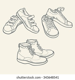 Set Of Hand Drawn Shoes