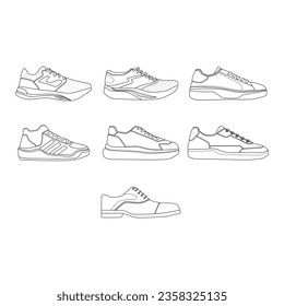 Set of hand drawn shoes, side view. Doodle vector illustration isolated on white background