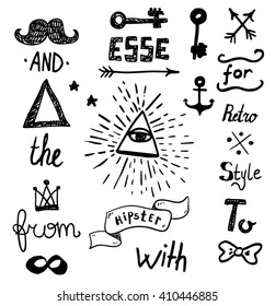 Set of hand drawn signs