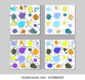 Set of Hand Drawn Simple Cards with Colorful Texture Template Design Stock Vector Illustration