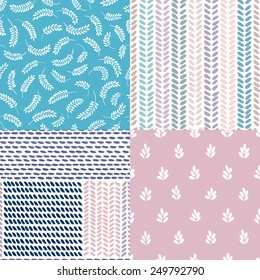 Set of hand drawn simple seamless patterns for textile design / Vector illustration