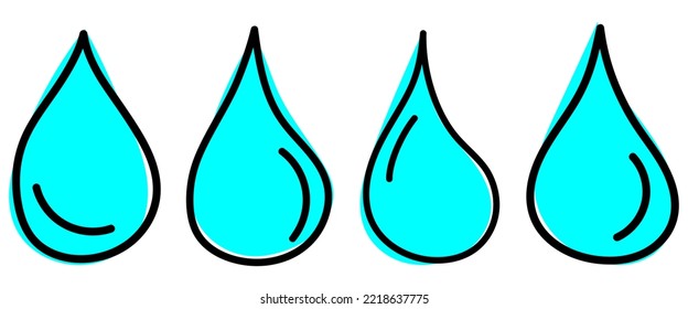 A set of hand drawn simple water drops. Good for any project.