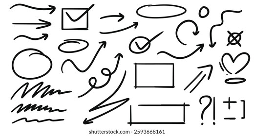 set of hand drawn sketch of arrows	
