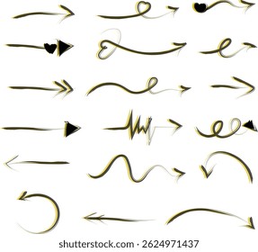 Satz von handgezeichneten Pfeilen. Handgezeichnete Pfeile Symbole Set Doodle Pfeilsymbol mit verschiedenen Richtungen